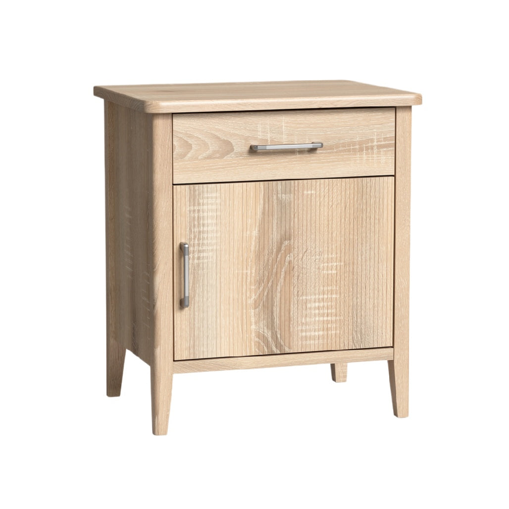 Modern Wooden Nightstand with Drawer and Cabinet